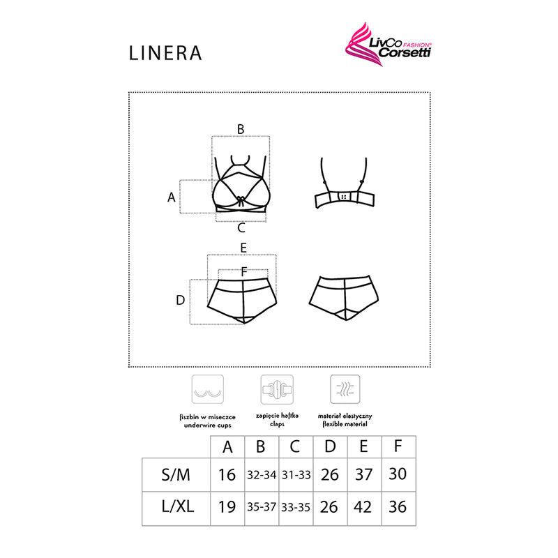Livco Corsetti Linera For The Senses - Conjunto Sujetador y Braguita Negro L/XL