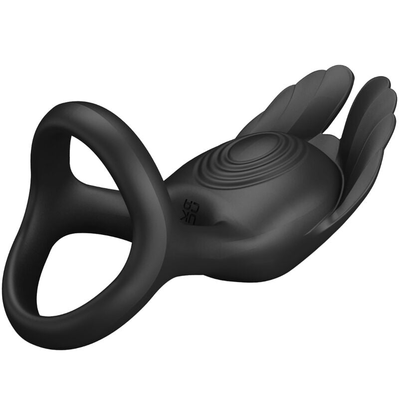 Pretty Love Silas Vibrant Penis Ring - 7 Vibraciones Silicona Negra