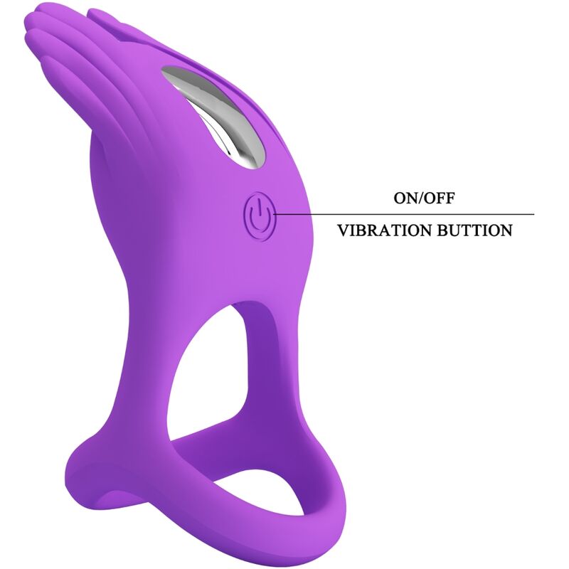Pretty Love Silas Vibrant Penis Ring - 7 Vibraciones Silicona Morada