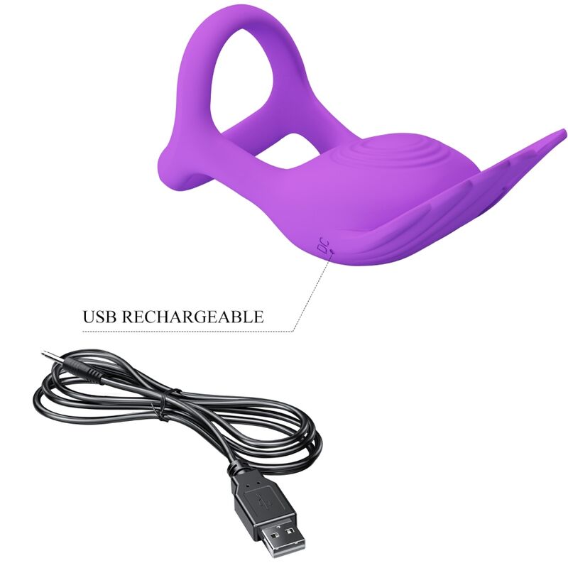 Pretty Love Silas Vibrant Penis Ring - 7 Vibraciones Silicona Morada
