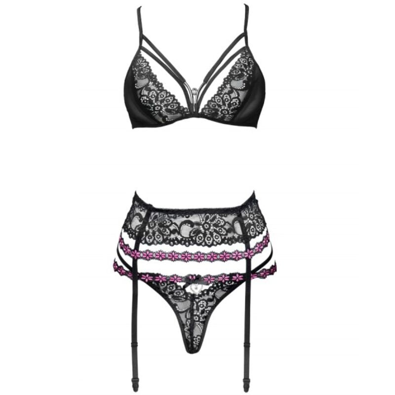 Livco Corsetti Snehana LC 90443 - Conjunto de Lencería Negra con Encaje