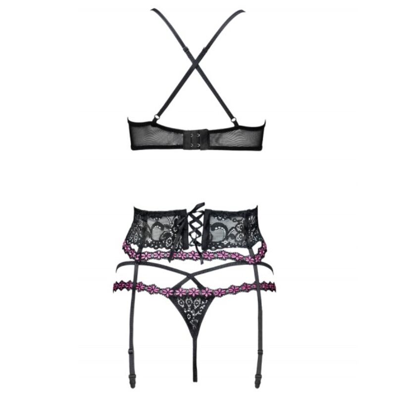 Livco Corsetti Snehana LC 90443 - Conjunto de Lencería Negra con Encaje