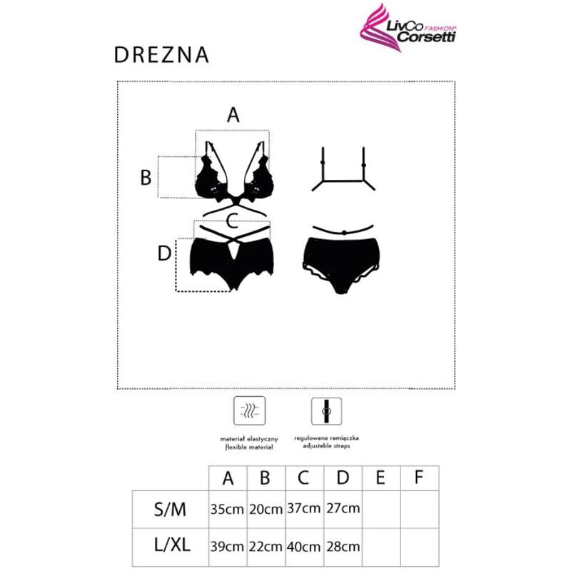 Conjunto Lencería Drezna LC 90733 - Sujetador y Braga Negro