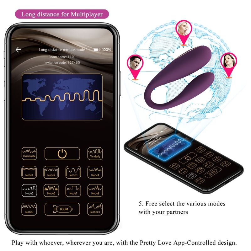 Pretty Love August Remote Control Vibrador Doble Placer