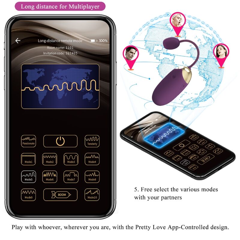 Pretty Love Abner App Purple - Dispositivo de Control Remoto