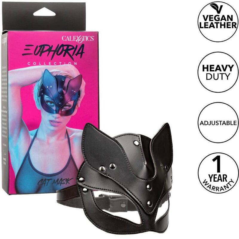 Máscara de Gato Euphoria CalExotics - Cuero Vegano y Terciopelo