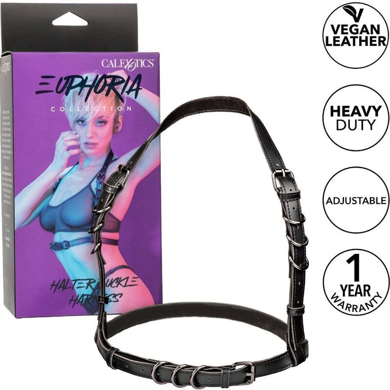 CalExotics Euphoria Halter Buckle Harness - Arnés Premium en Cuero Vegano