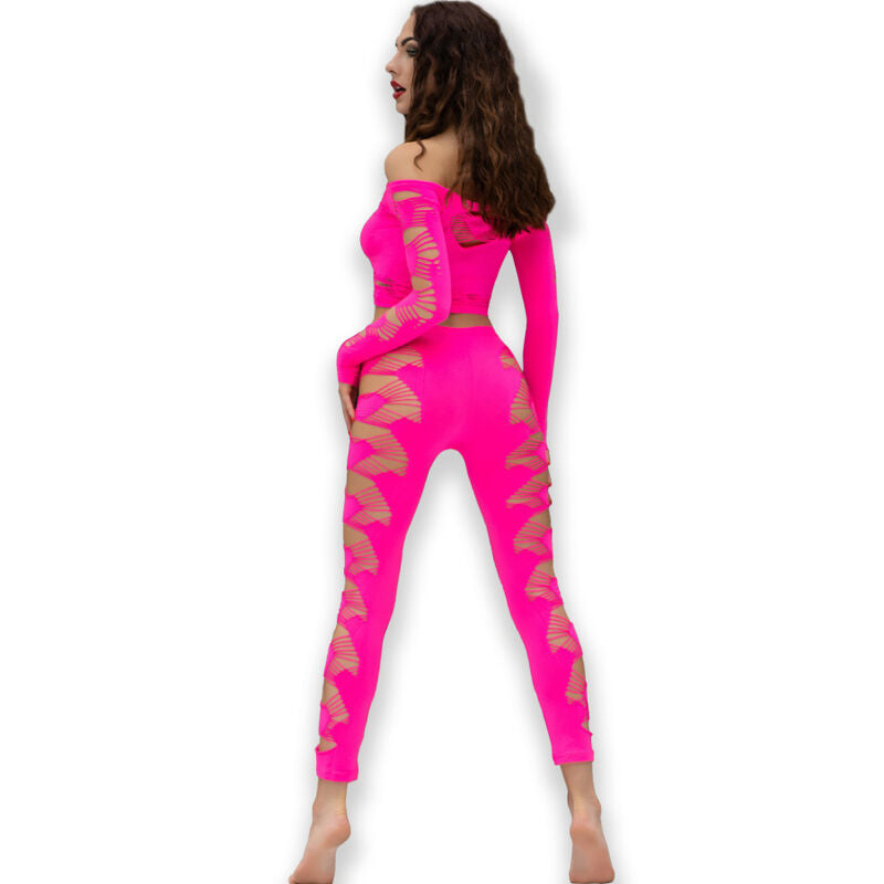 Chilirose CR 4632 - Conjunto Top y Pantalón Fucsia Talla S/L