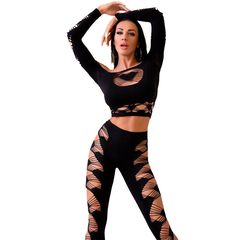 Set Chilirose CR-4436 Top y Leggings Negro