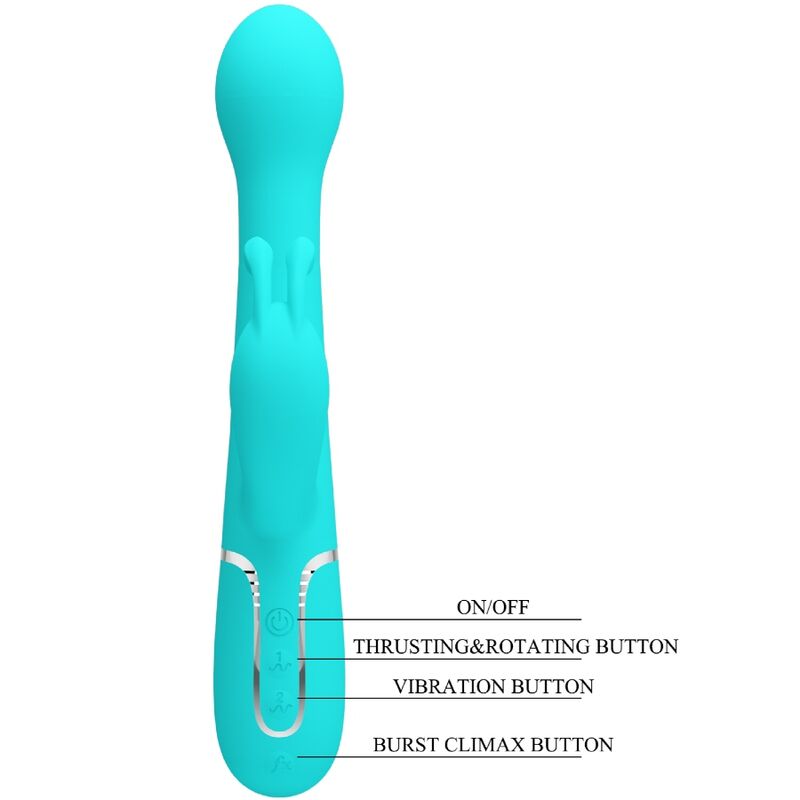 Pretty Love Dejon Rabbit Vibrator 3 en 1 Multifunction Aqua Green