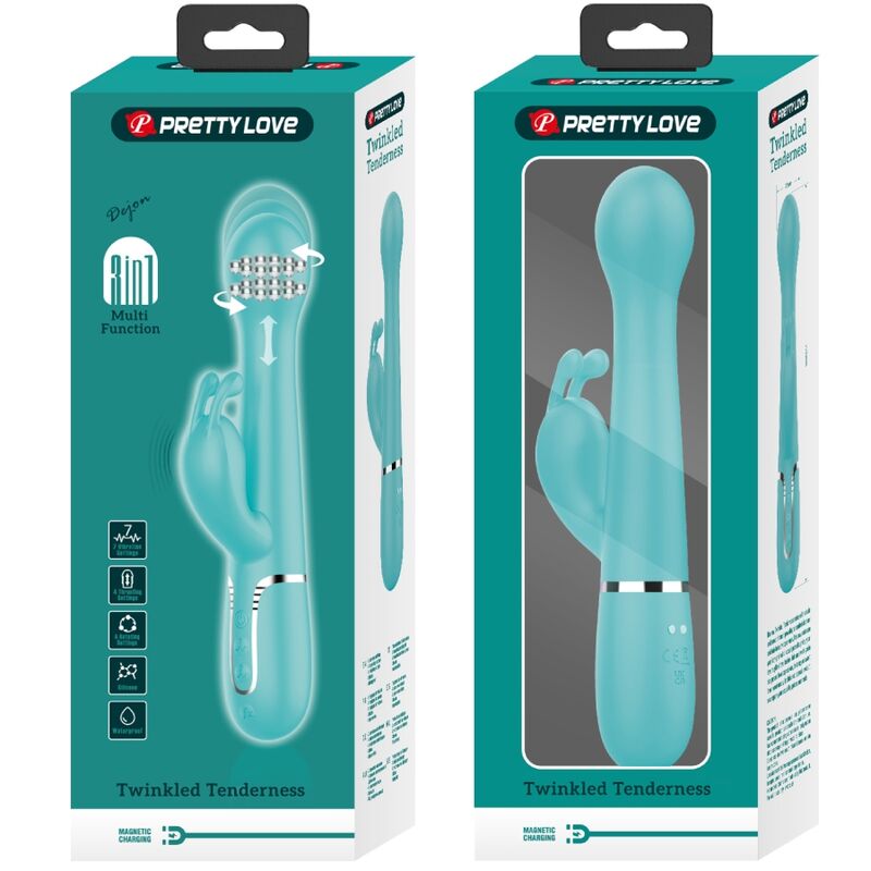 Pretty Love Dejon Rabbit Vibrator 3 en 1 Multifunction Aqua Green