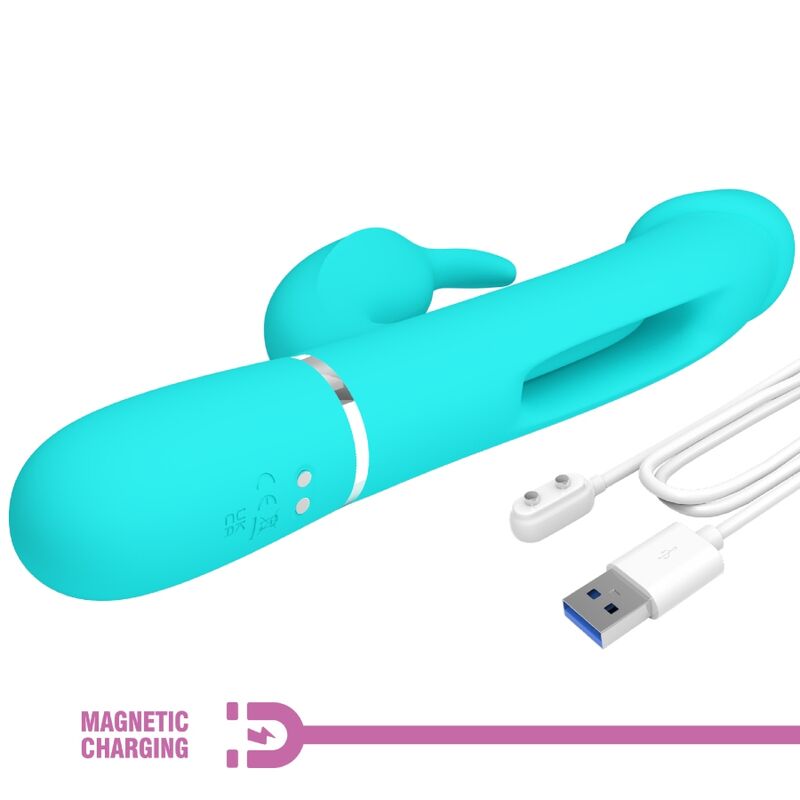 Pretty Love Kampas Rabbit 3 en 1 - Vibrador Multifunción Aqua Green