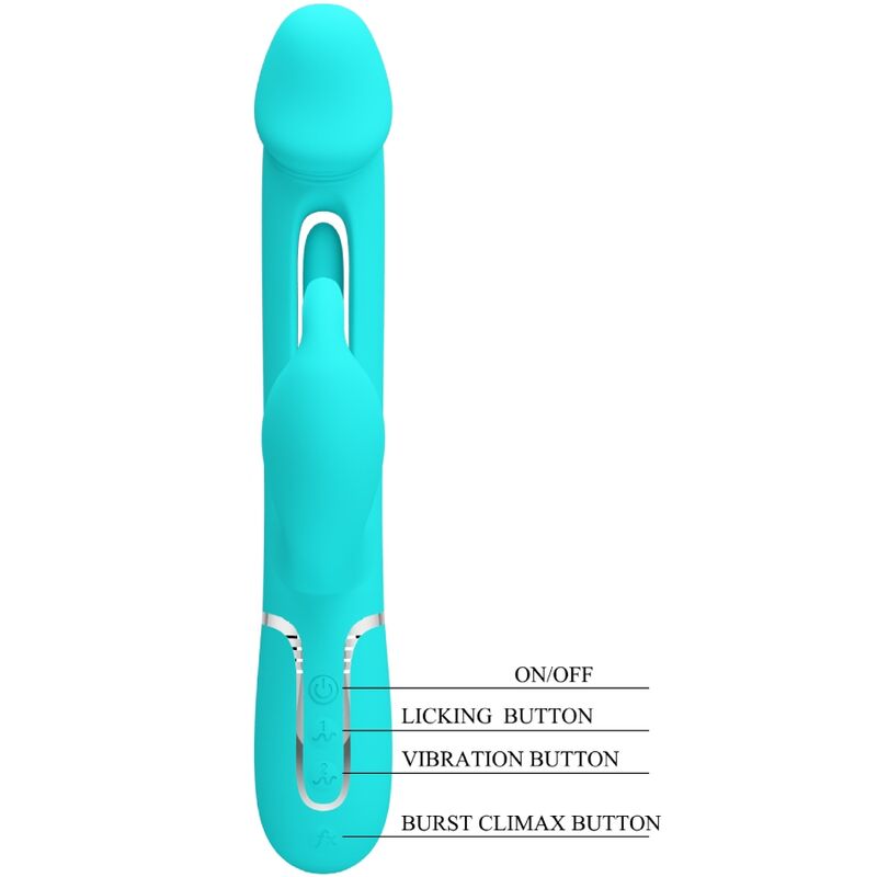 Pretty Love Kampas Rabbit 3 en 1 - Vibrador Multifunción Aqua Green