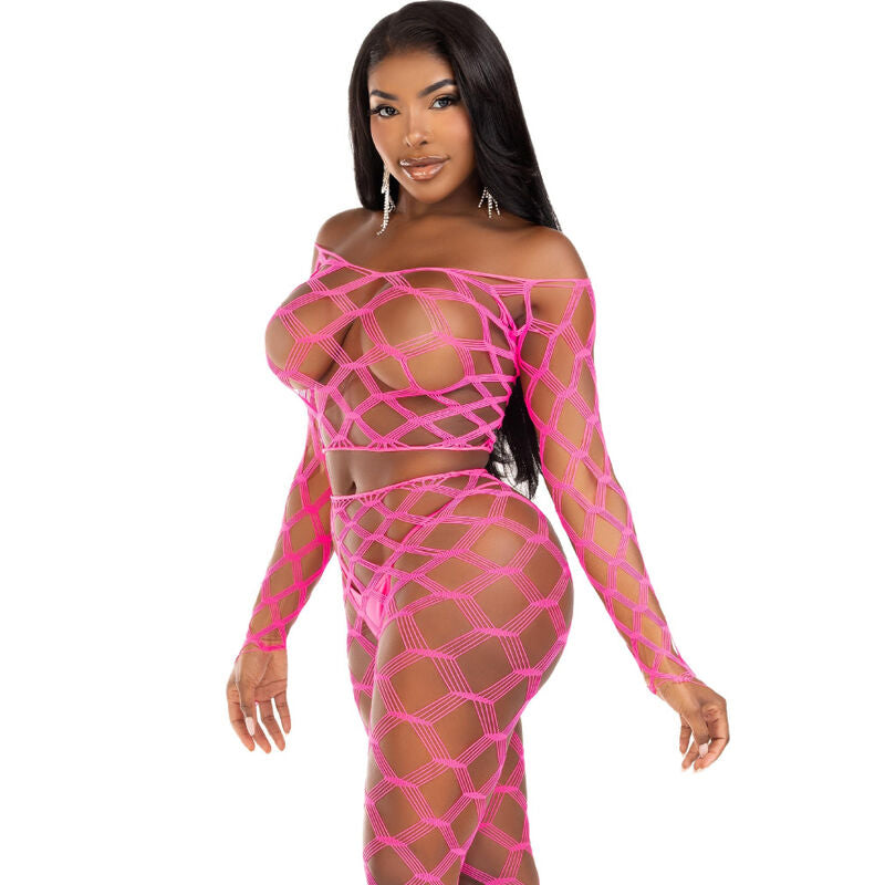 Leg Avenue Top & Leggings Hardcore Fuchsia - Set Lencería 3 Piezas