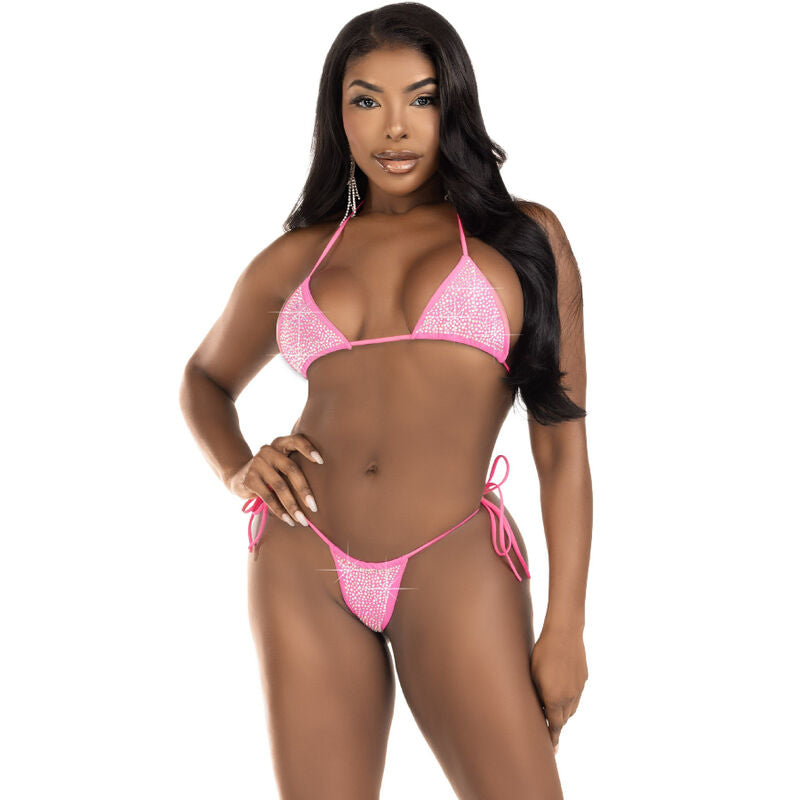 Leg Avenue Diamonds Bikini Fucsia - Conjunto 2 Piezas con Pedrería