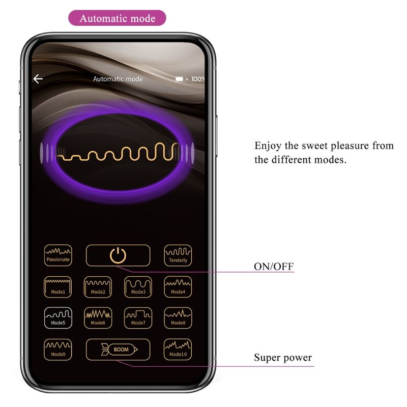 Pretty Love Baird G-Spot 12 Vibraciones Recargable Lila con App