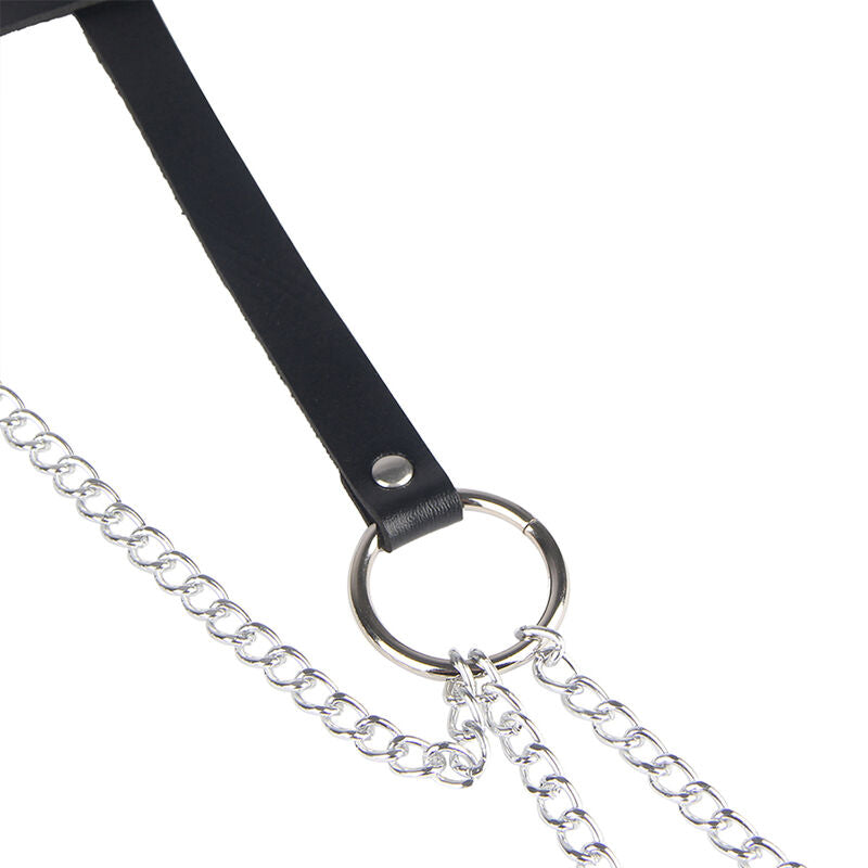 Cinturón de Cuero con Cadenas y Anillos Subblime Fetish Negro