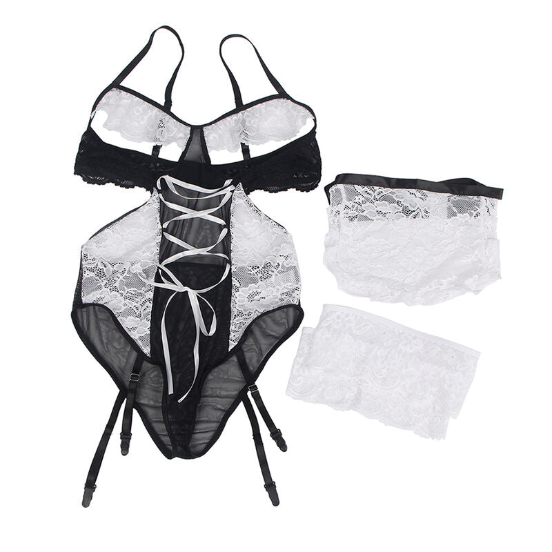 Disfraz Soubrette Sexy Subblime L/XL - Costume Clásico Negro y Blanco