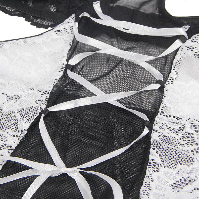 Disfraz Soubrette Sexy Subblime L/XL - Costume Clásico Negro y Blanco