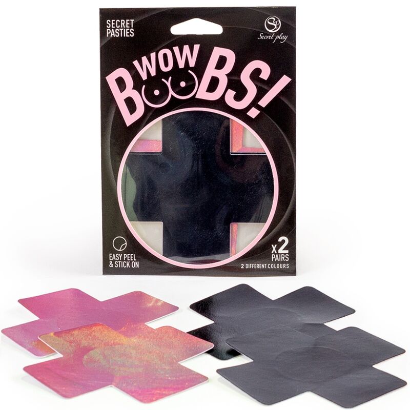 SECRET PLAY WOW BOOBS! Cubrepezones Holográficos Cruz - Pack 2 Pares