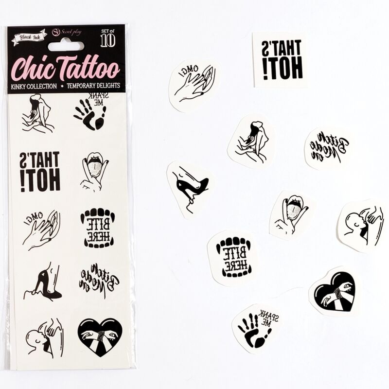 Set de 10 Tatuajes Temporales Kinky Collection - Secret Play