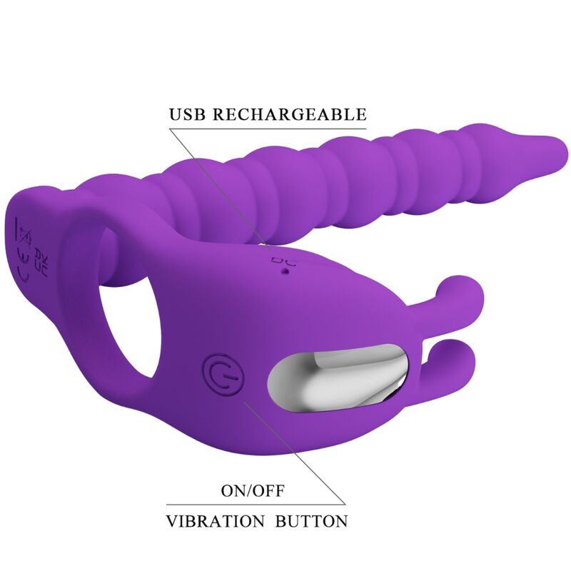 Pretty Love Blackney - Anillo Peneano con Vibrador Anal Lila