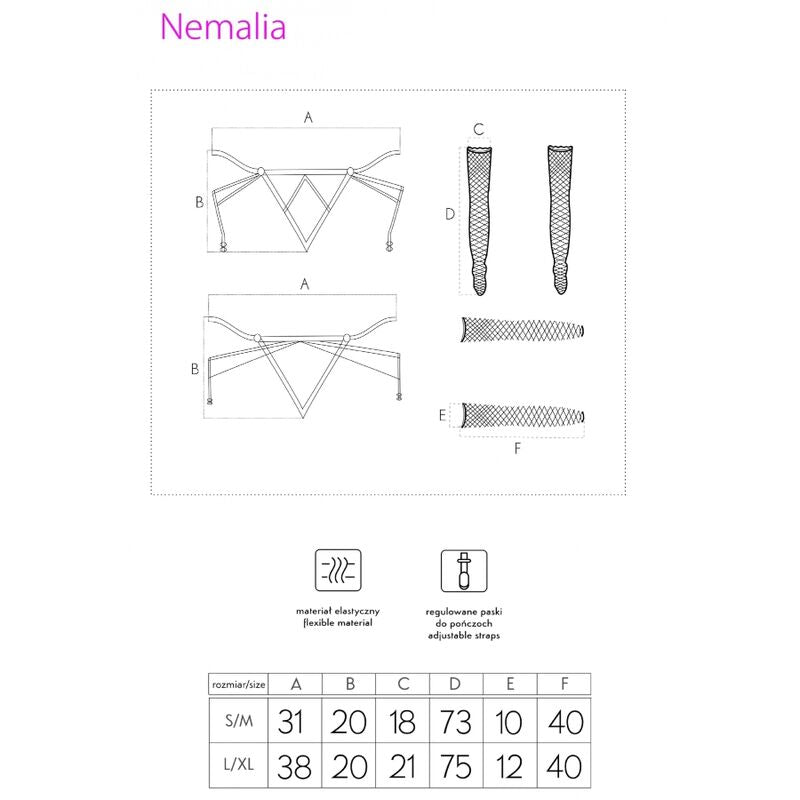 Nemalia Set Negro - Liguero, Medias y Guantes LivCo Corsetti Fashion