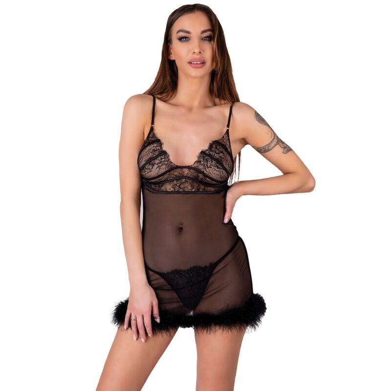 Livco Corsetti Zerunam - Set Babydoll + Tanga Negra