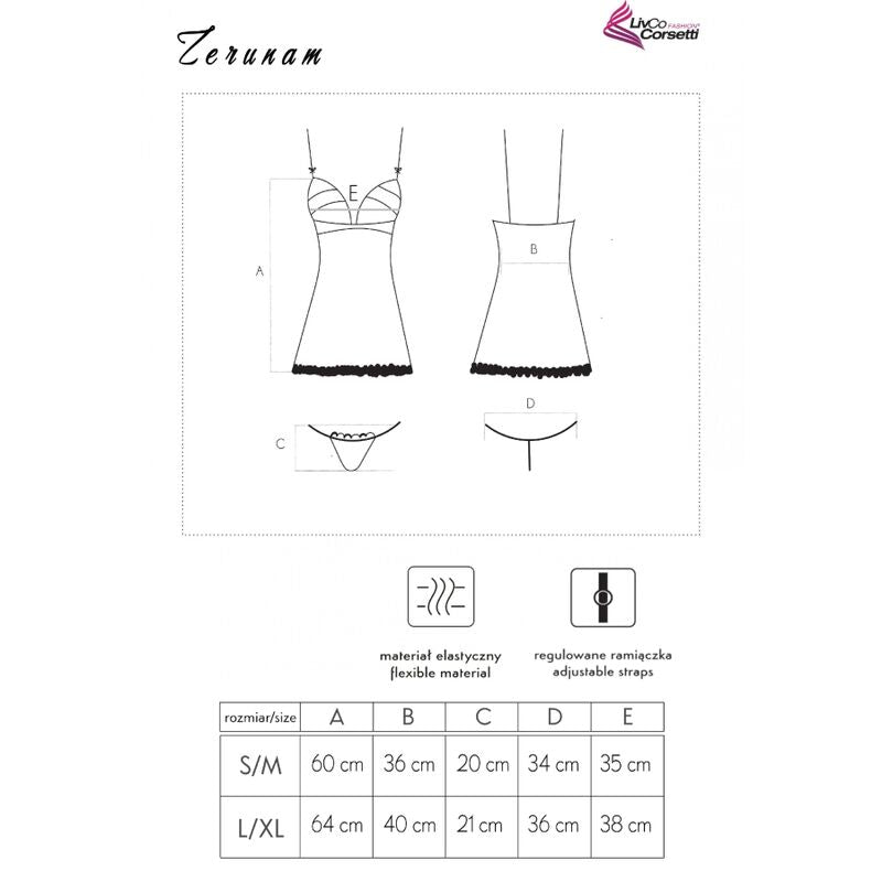 Livco Corsetti Zerunam - Set Babydoll + Tanga Negra