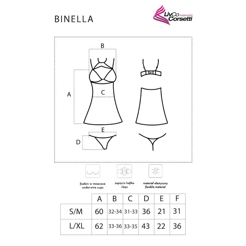 Livco Corsetti Binella - Conjunto Babydoll y Tanga Negro