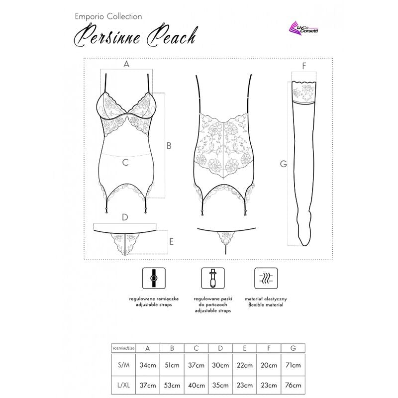 Livco Corsetti Fashion Persinne Peach - Set Corsé + Braga + Medias
