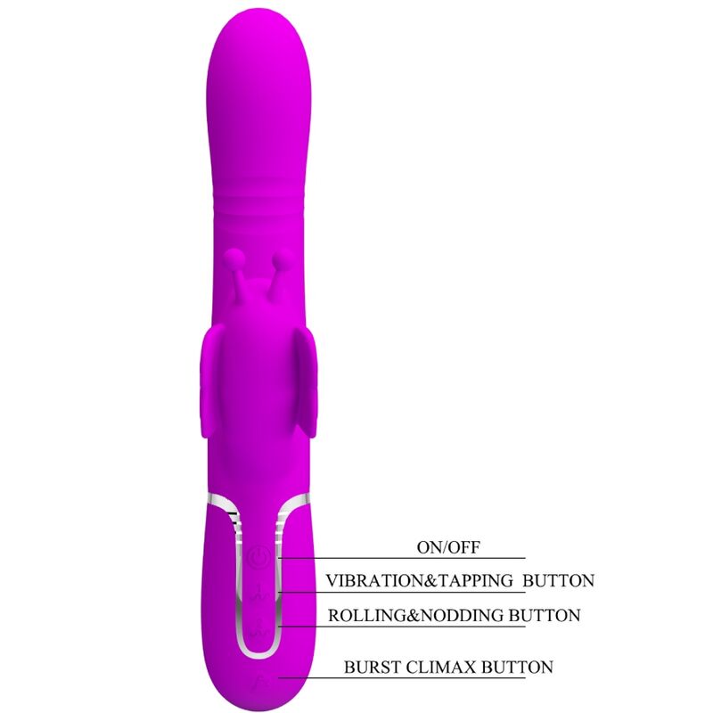 Pretty Love Multifunction Rabbit Vibrator 4 en 1 Butterfly Fuchsia