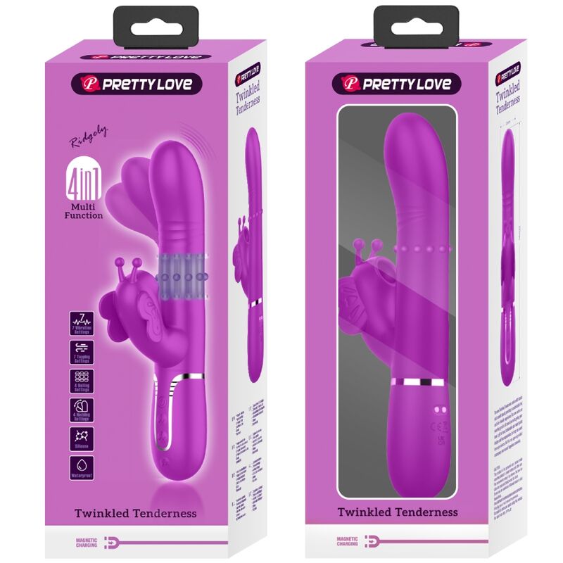 Pretty Love Multifunction Rabbit Vibrator 4 en 1 Butterfly Fuchsia