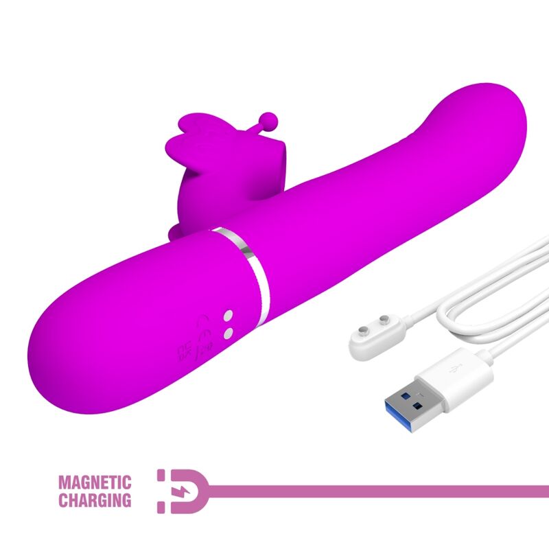 Pretty Love Multifunction Rabbit Vibrator 4 en 1 Butterfly Fuchsia