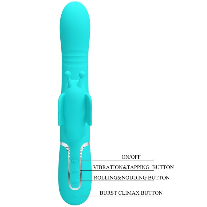 Pretty Love Multifunction Rabbit Vibrator 4 en 1 Butterfly Aqua Green