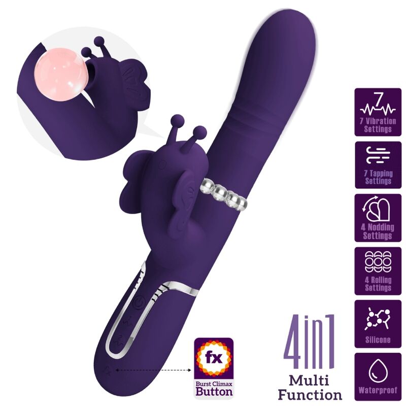 Pretty Love Multifunction Rabbit Vibrator 4 en 1 Butterfly Purple