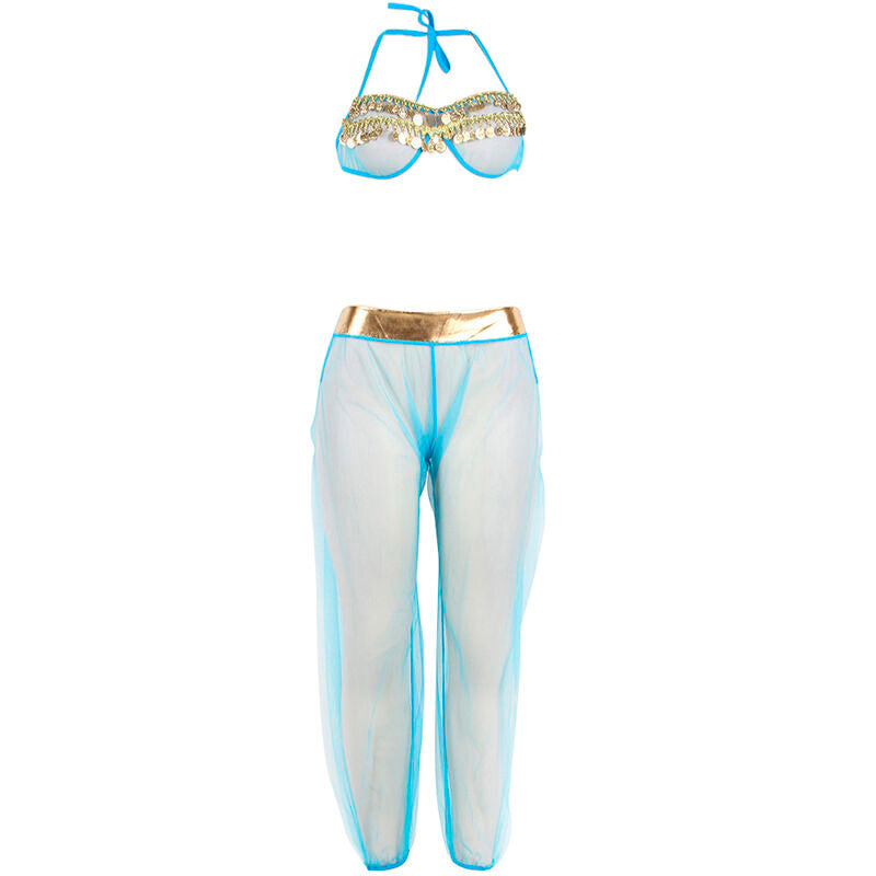 Conjunto Lencería India Style Azul con Lentejuelas Doradas - Subblime S/M