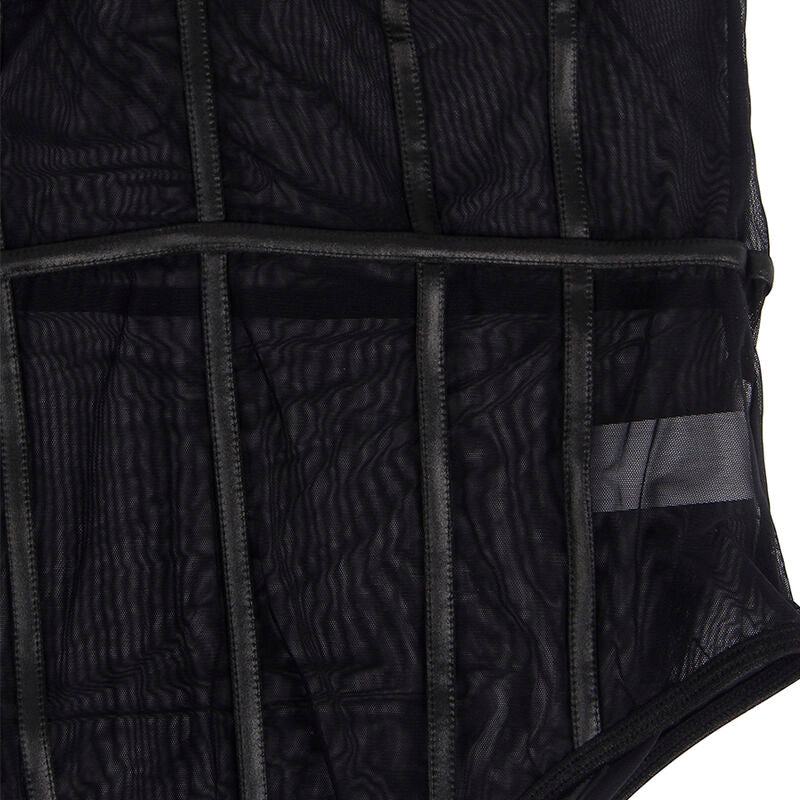Bodysuit Black Chain Suspenders PowerMesh S/M - Subblime Bodies