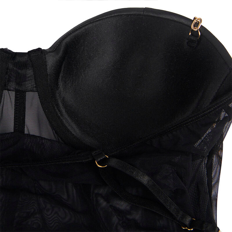 Bodysuit Black Chain Suspenders PowerMesh S/M - Subblime Bodies