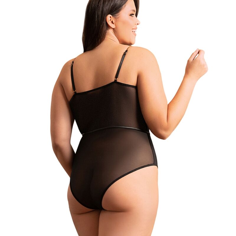 Bodysuit Black Chain Suspenders PowerMesh - Subblime Bodies L/XL