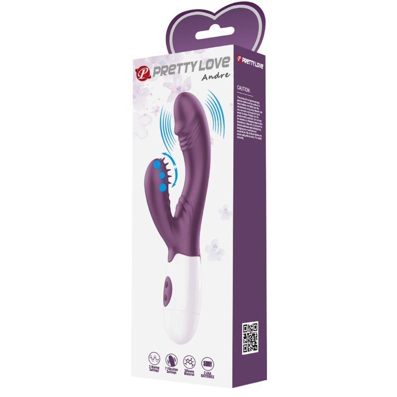 Pretty Love Andre Rabbit Vibrator & G-Point Stimulator Purple