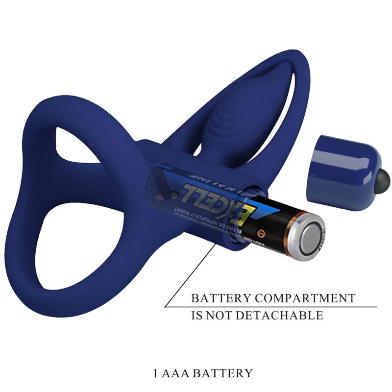 Pretty Love Mat Double Ring with Vibration & Stimulator Blue