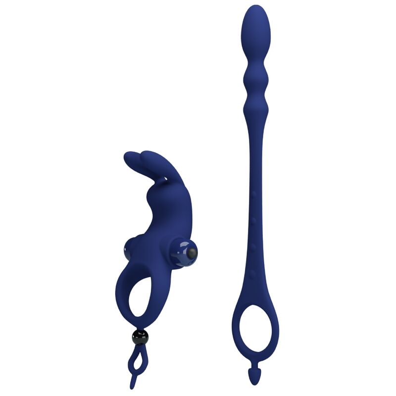 Pretty Love Ayad Rabbit Vibrator Ring with Plug Blue