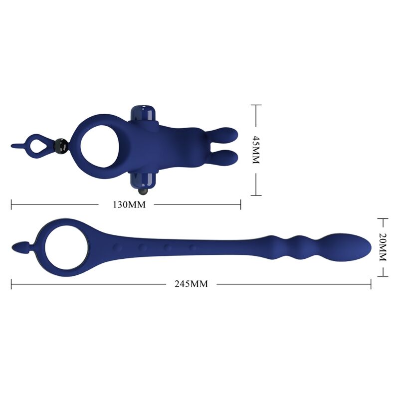 Pretty Love Ayad Rabbit Vibrator Ring with Plug Blue