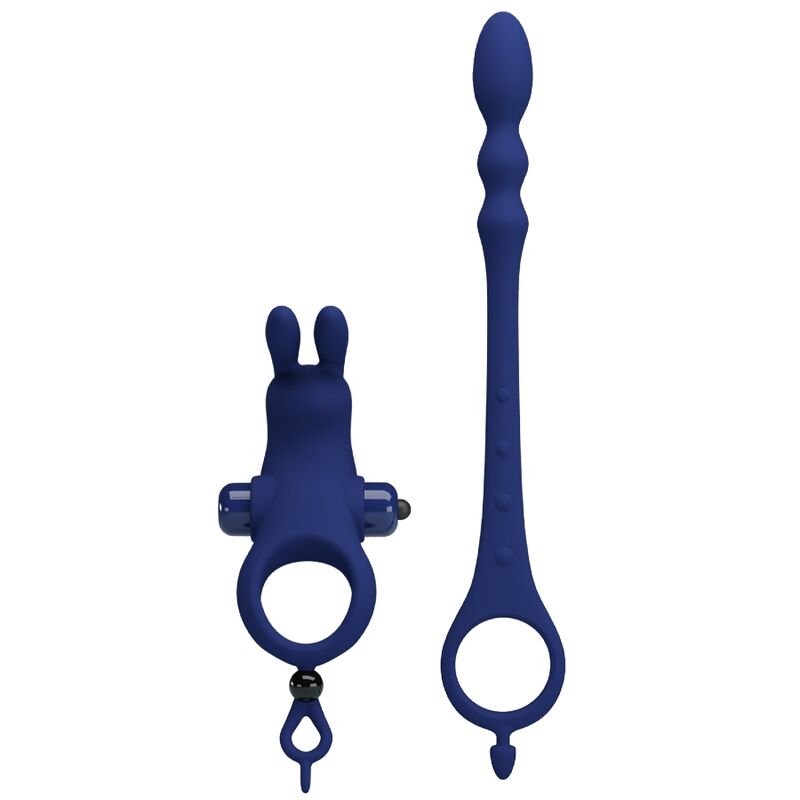 Pretty Love Ayad Rabbit Vibrator Ring with Plug Blue