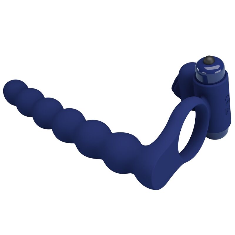 Pretty Love Vibrating Ring with Plug Blue - Anillo Vibrante