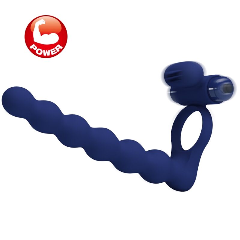 Pretty Love Vibrating Ring with Plug Blue - Anillo Vibrante