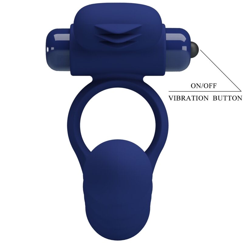 Pretty Love Vibrating Ring with Plug Blue - Anillo Vibrante