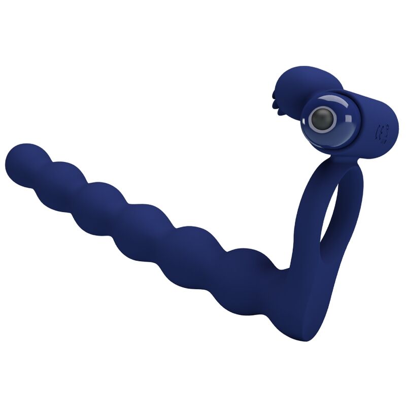 Pretty Love Vibrating Ring with Plug Blue - Anillo Vibrante