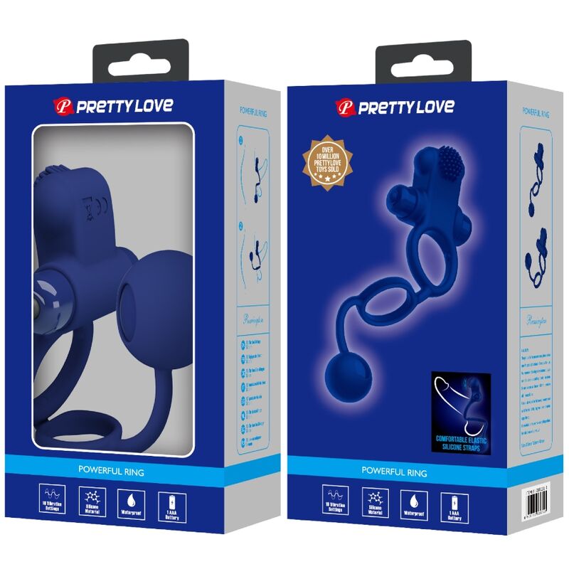 Pretty Love Remington Double Vibrating Ring with Plug Blue